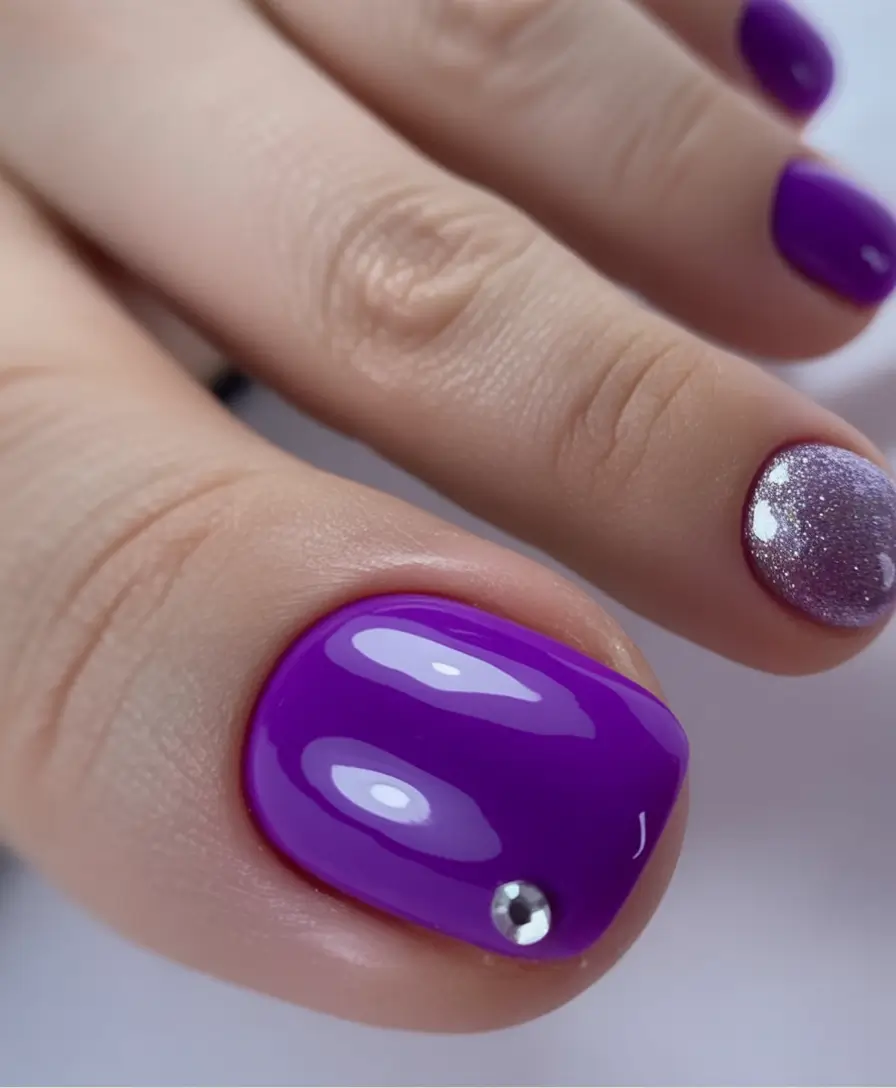 popular toe nail colors 2026 Violet Luxe Spark