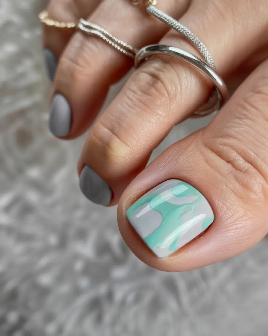 popular toe nail colors 2026 Seafoam Swirl Serenity