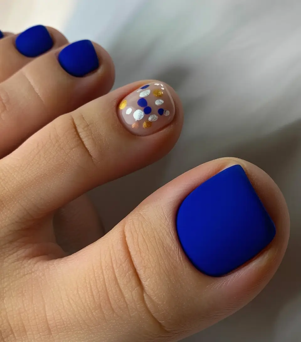 popular toe nail colors 2026 Electric Blue Matte Pop