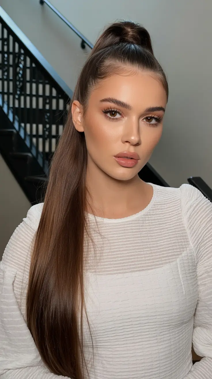 Quick hairstyle ideas 2026 Ultra-Sleek High Pony with Extended Length