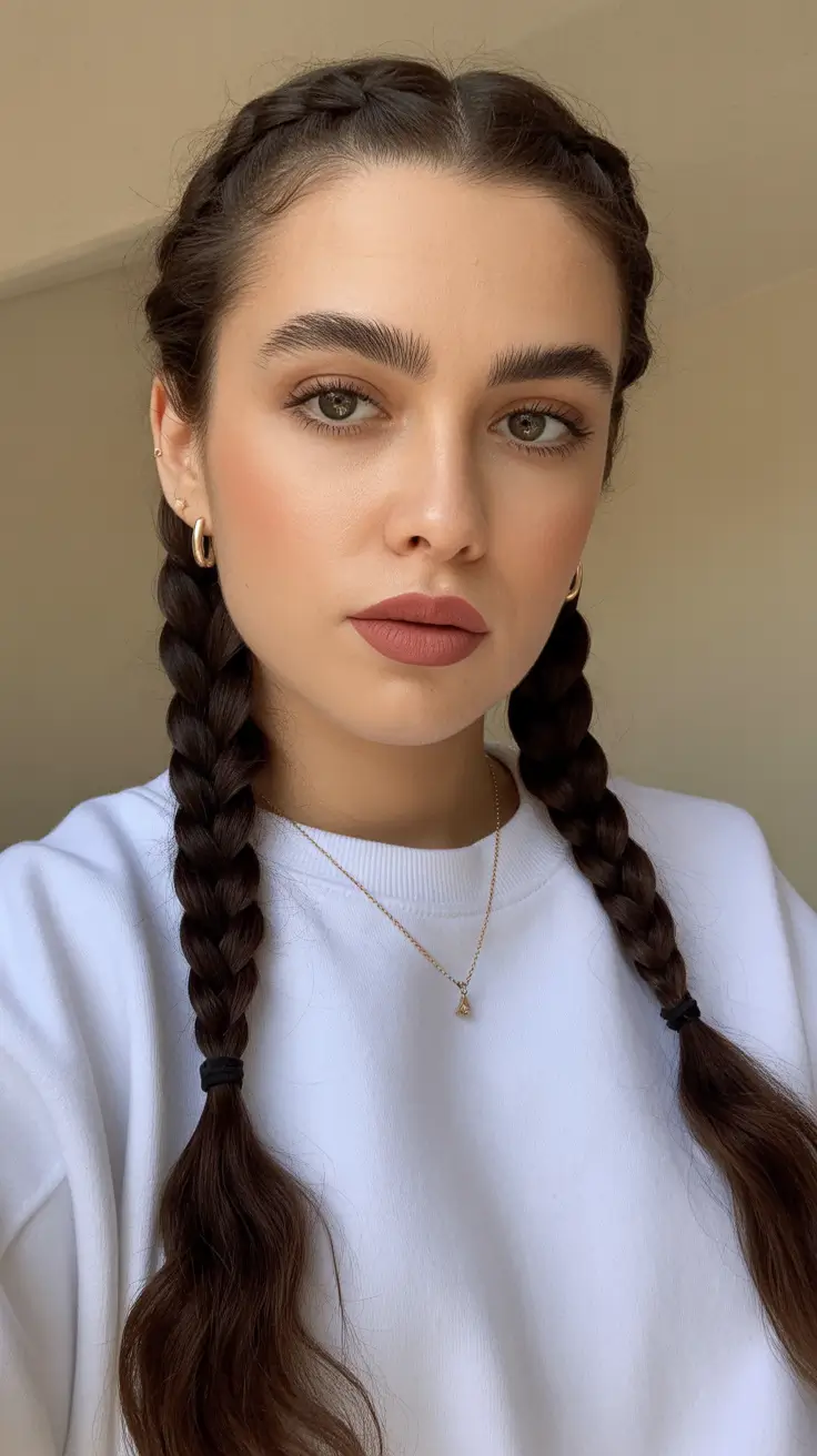 Quick hairstyle ideas 2026 Tight Twin Braids for Structured Everyday Wear