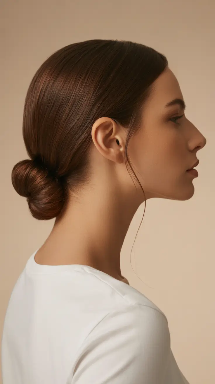 Quick hairstyle ideas 2026 Low Classic Bun with Clean Lines