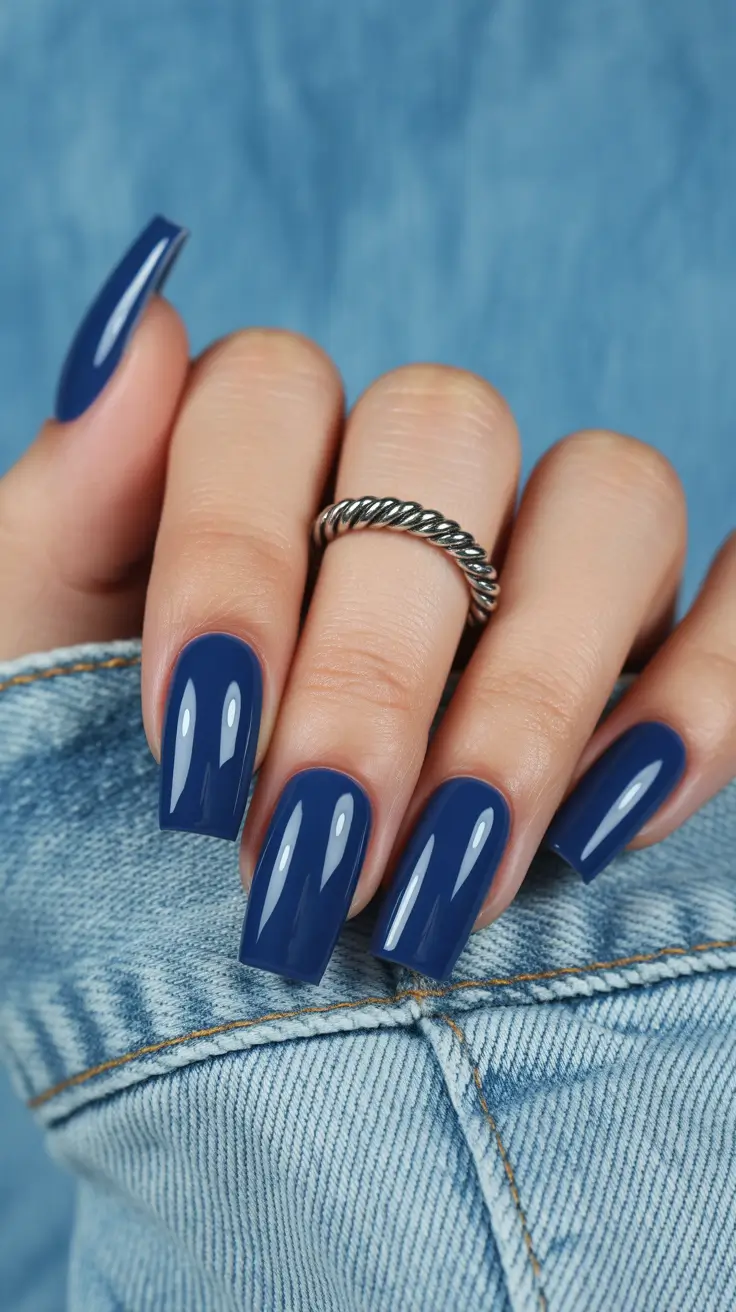 stylish gel nails 2026 Midnight Denim Blue for a Clean, Confident Look