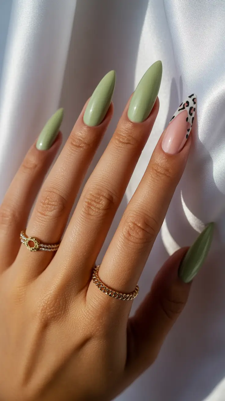 stylish gel nails 2026 Sage Green Chic With an Unexpected Twist