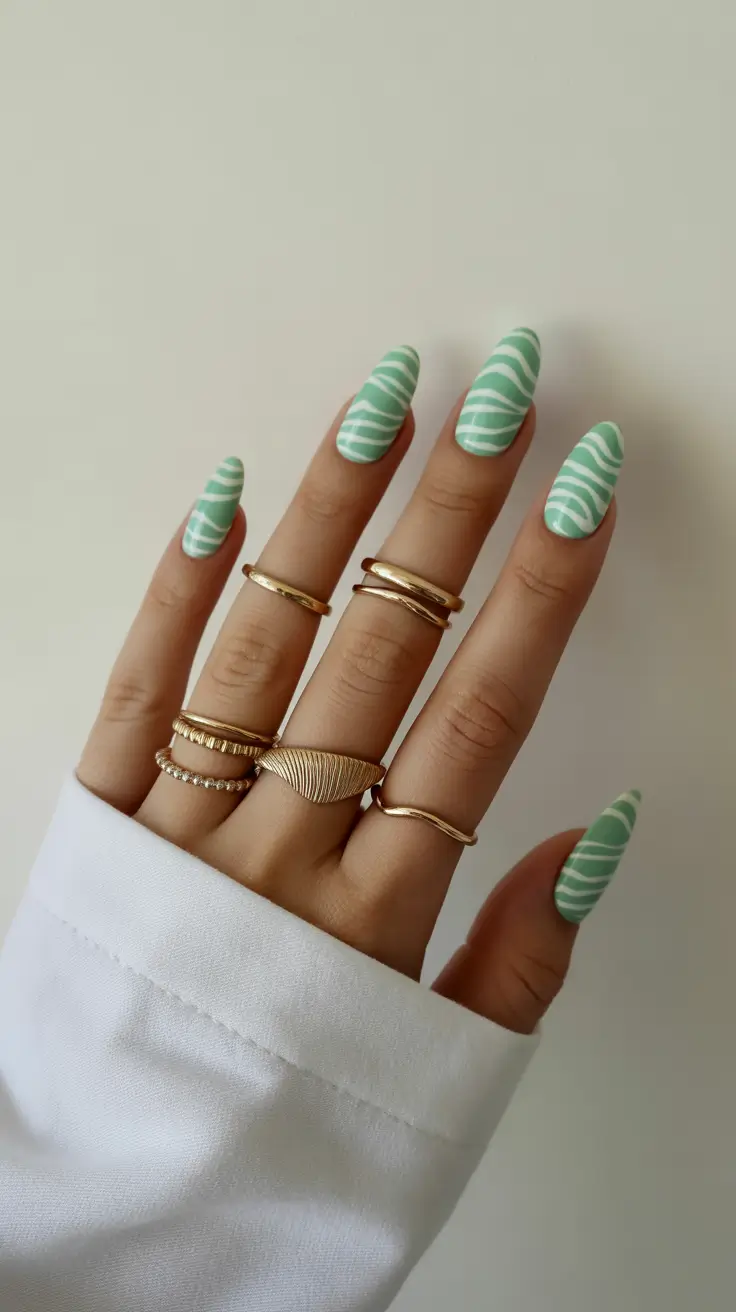 stylish gel nails 2026 Minty Waves for Playful Summer Energy