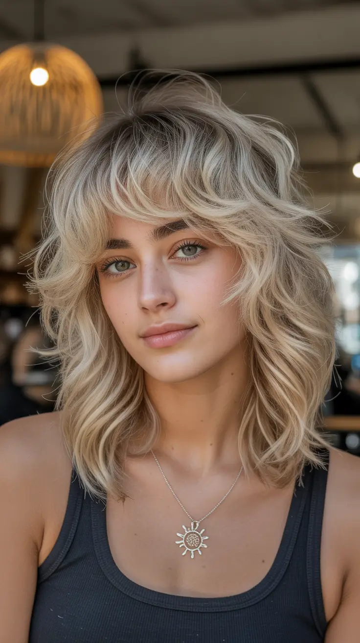 Stylish natural hairstyles 2026 Soft Blonde Shag With Natural Texture