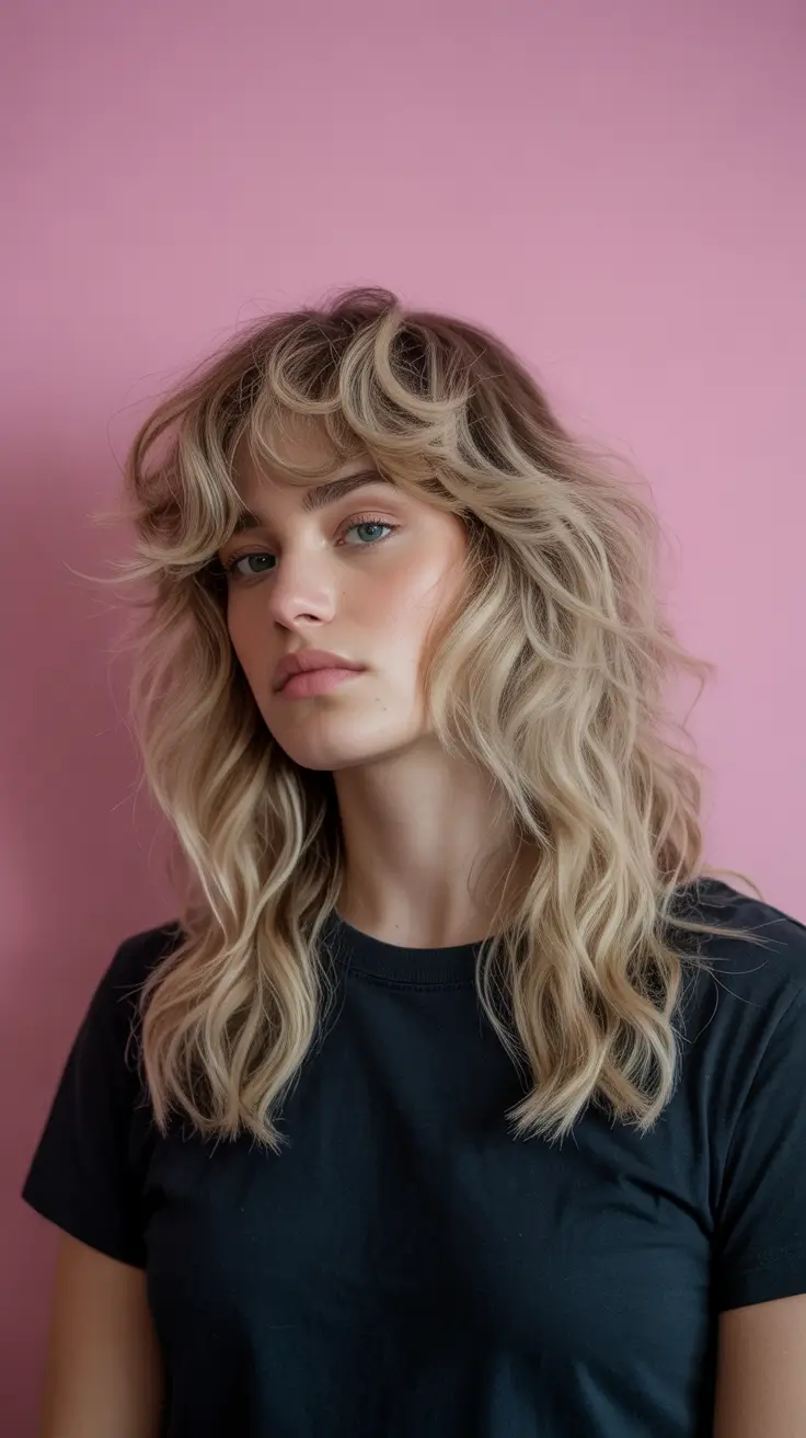 Stylish natural hairstyles 2026 Long Natural Waves With Curtain Bangs