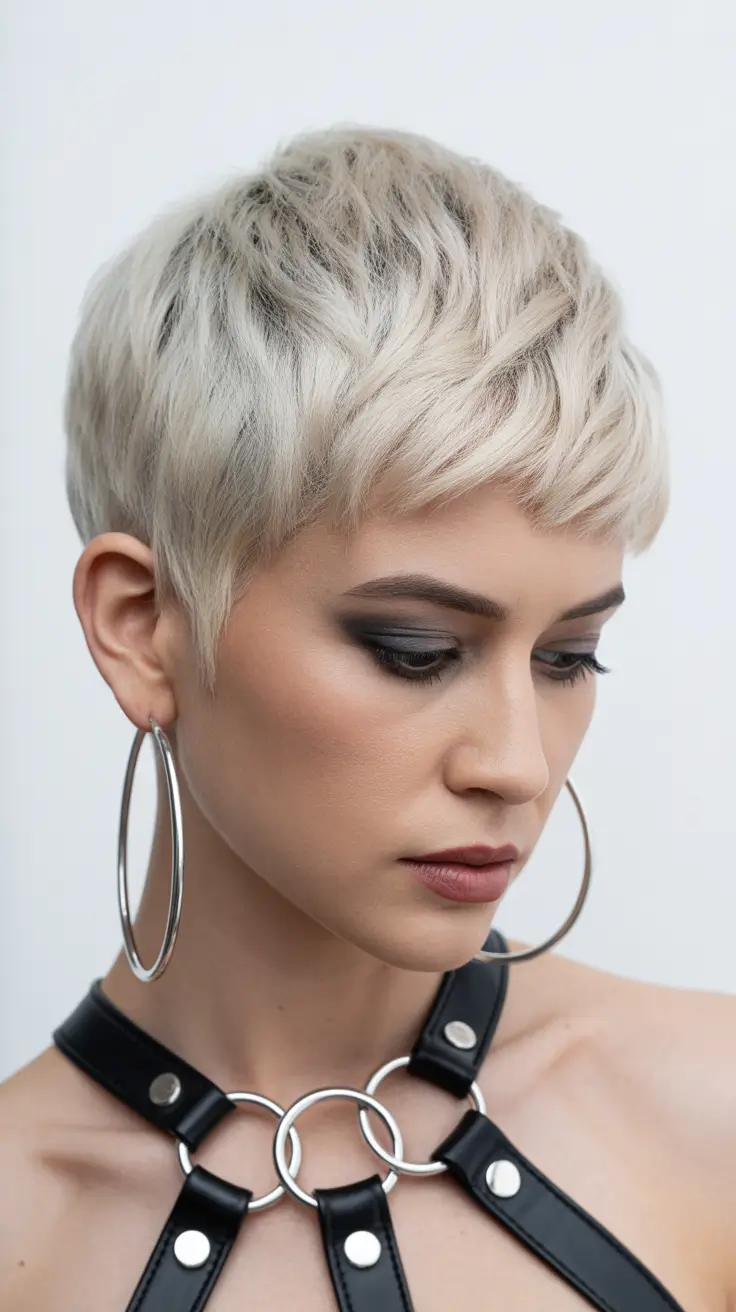 Stylish pixie hairstyles 2026 Platinum Textured Pixie With Tapered Edge