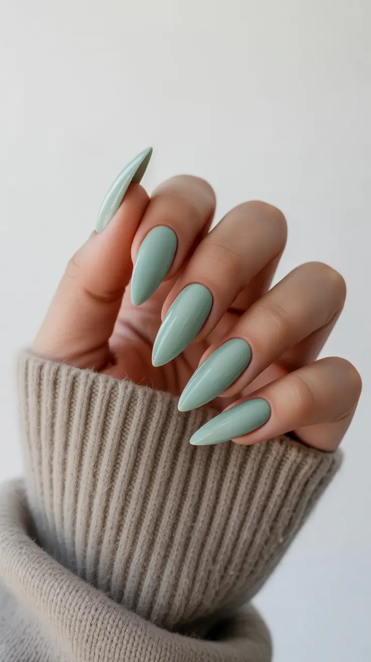 stiletto-nails Misty Sage Minimalism