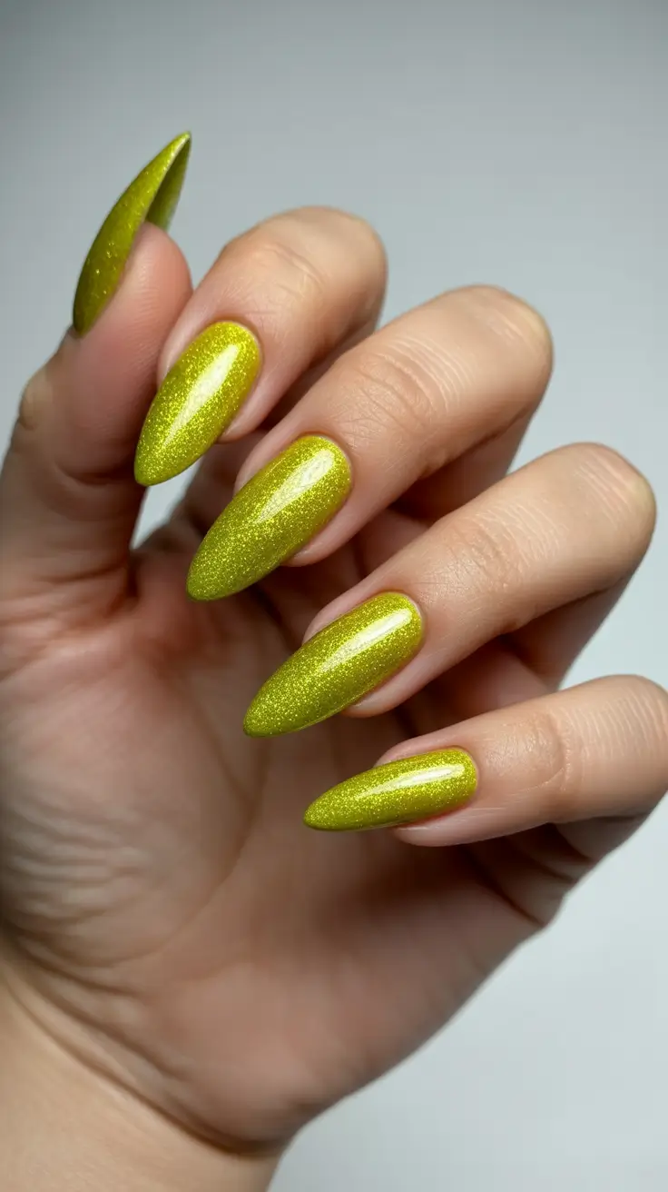 stiletto-nails Electric Lime Sparkle