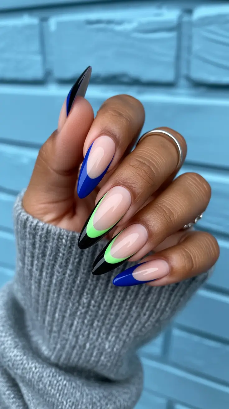 stiletto-nails Bold Color-Blocked Modern Tips