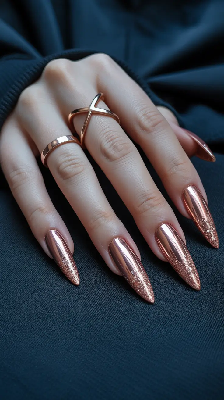 stiletto-nails Rose-Metal Stiletto Glow