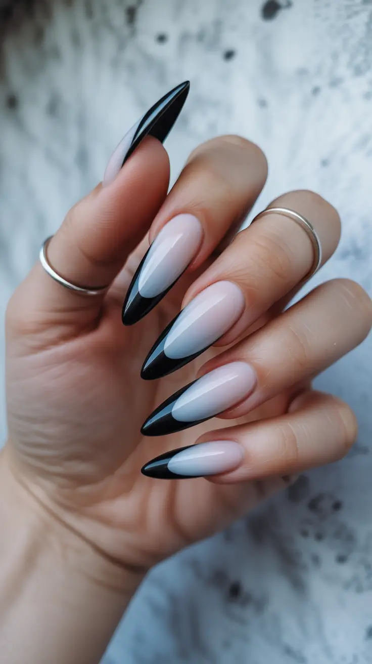 stiletto-nails Monochrome Fade with an Edge