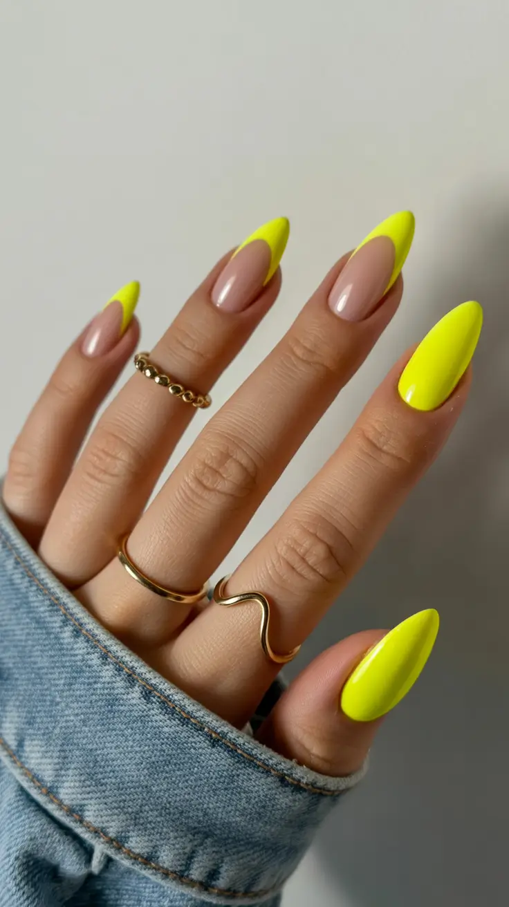 stiletto-nails Neon Citrus French Energy