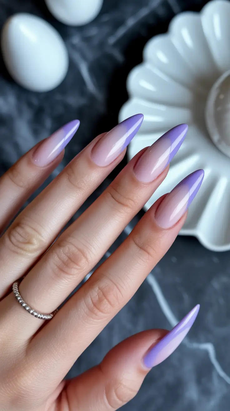 stiletto-nails Lavender Edge Accents