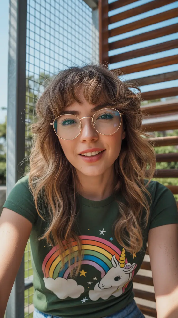 Top haircuts for long hair 2026 Playful Waves with Flix Bangs