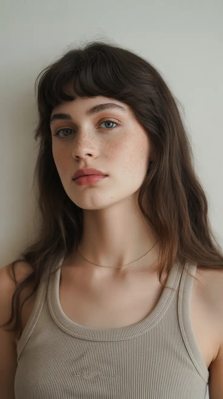 Top haircuts for long hair 2026 Modern French Bangs