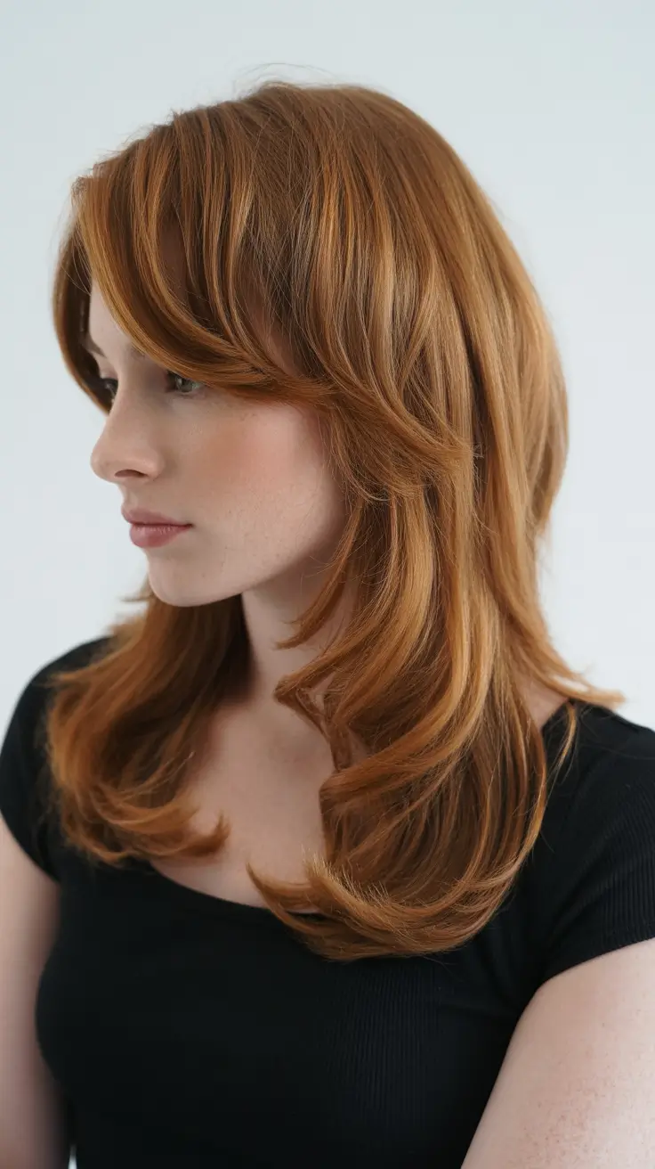 Top haircuts for long hair 2026 Copper Butterfly Layers