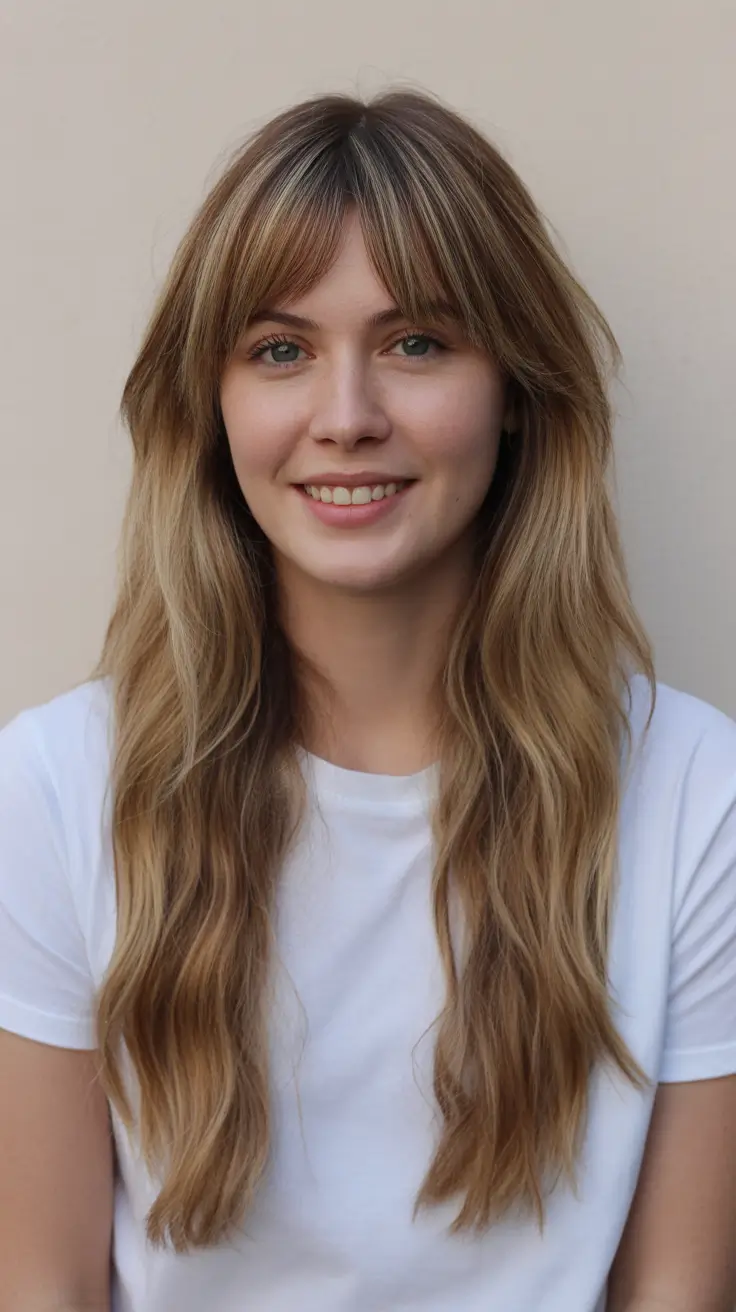 Top haircuts for long hair 2026 Long Layers with Soft Curtain Bangs