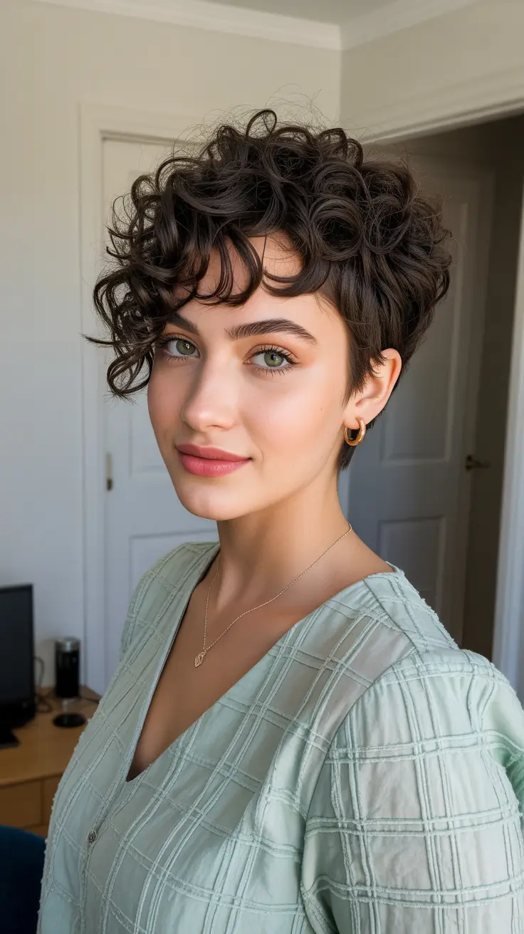asymmetrical pixie haircut curly confidence pixie
