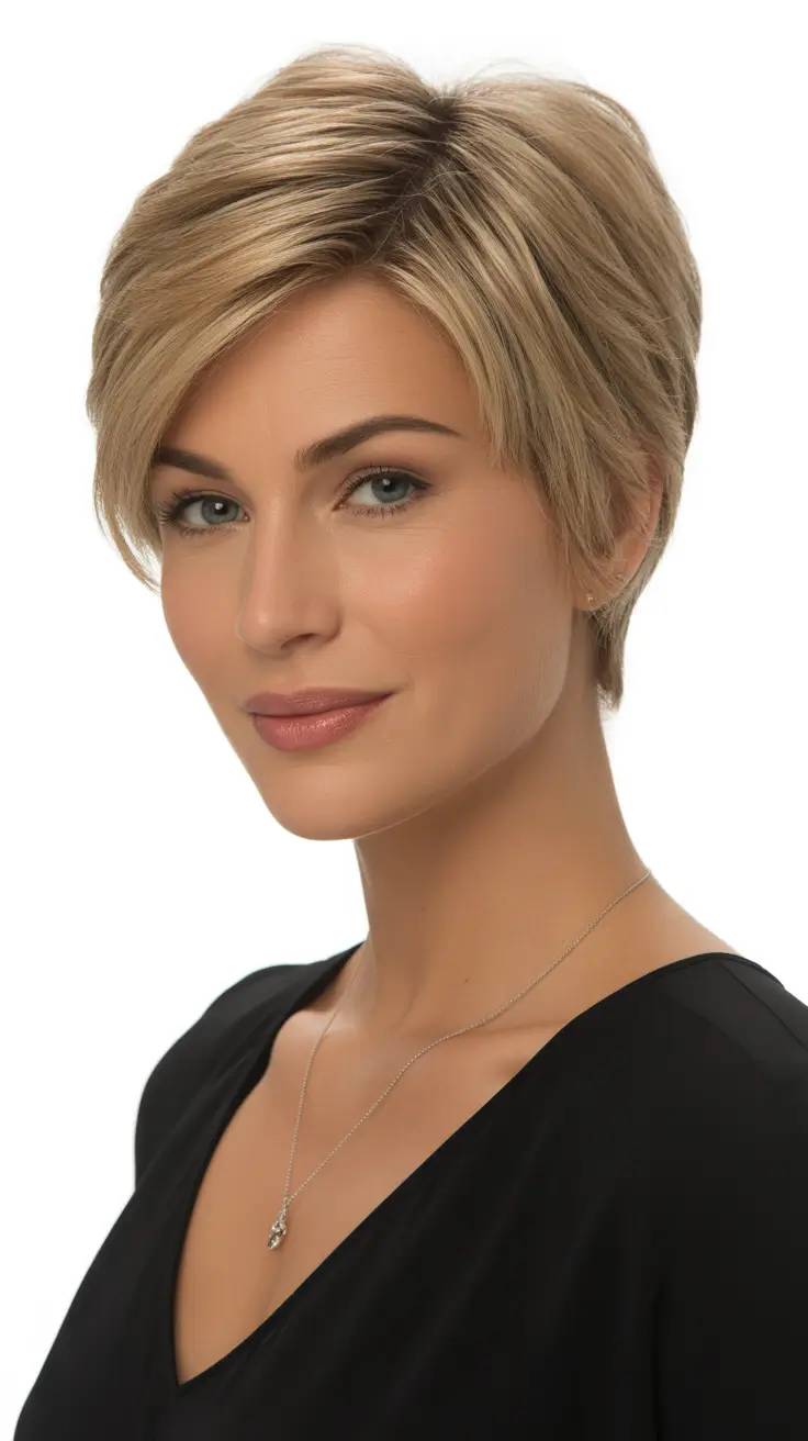 asymmetrical pixie haircut golden sophistication