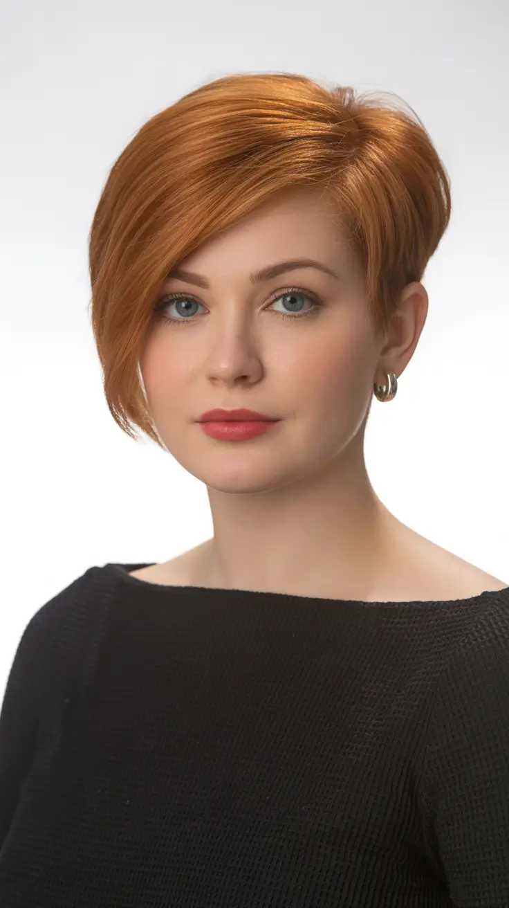 asymmetrical pixie haircut refined cinnamon edge