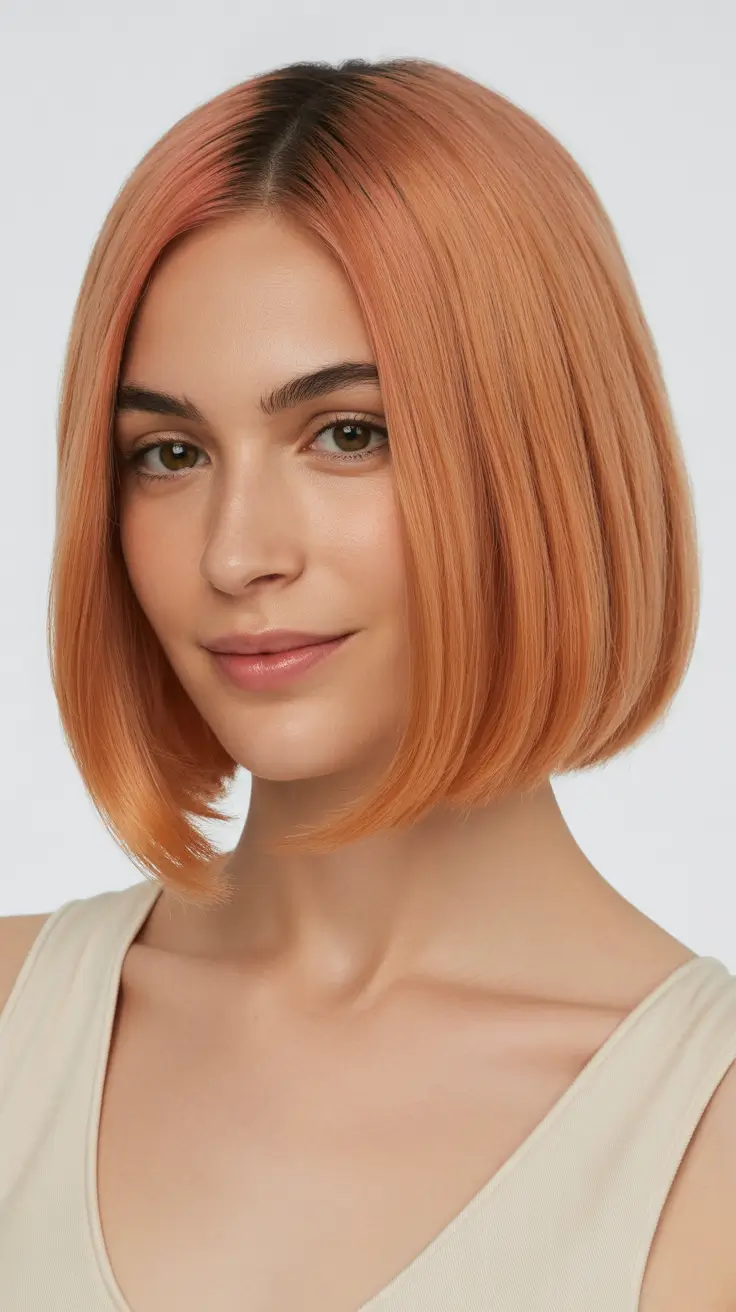 bob haircut medium Peach Glow Simplicity