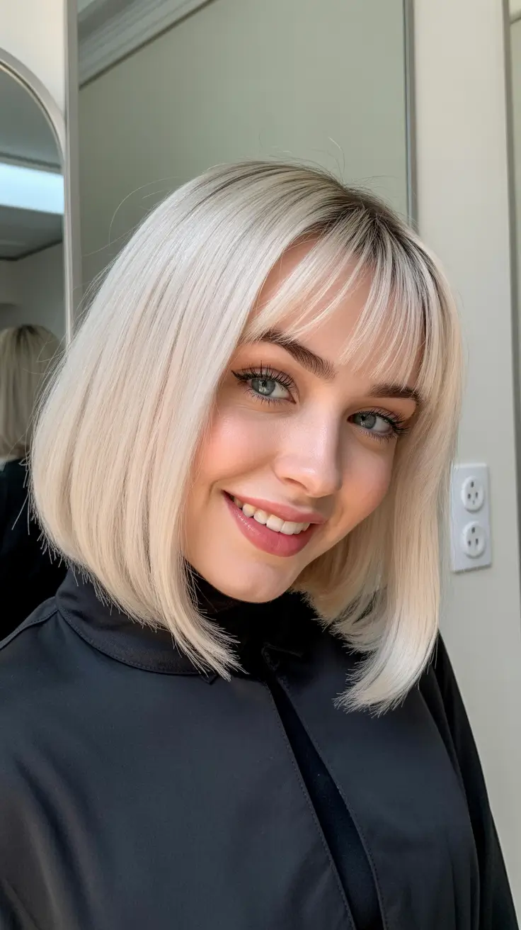 bob haircut with bangs Platinum Silk Precision