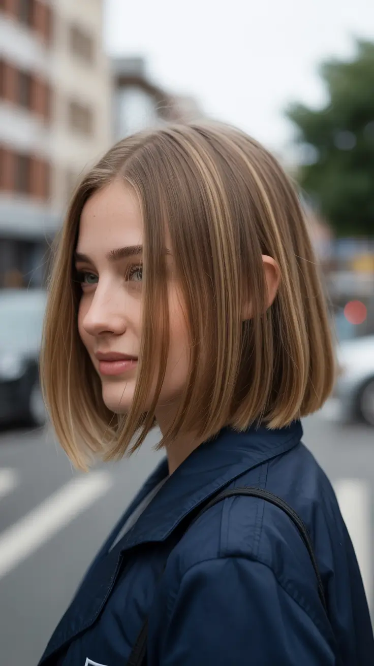 bob haircut with layers Beige Blonde Precision