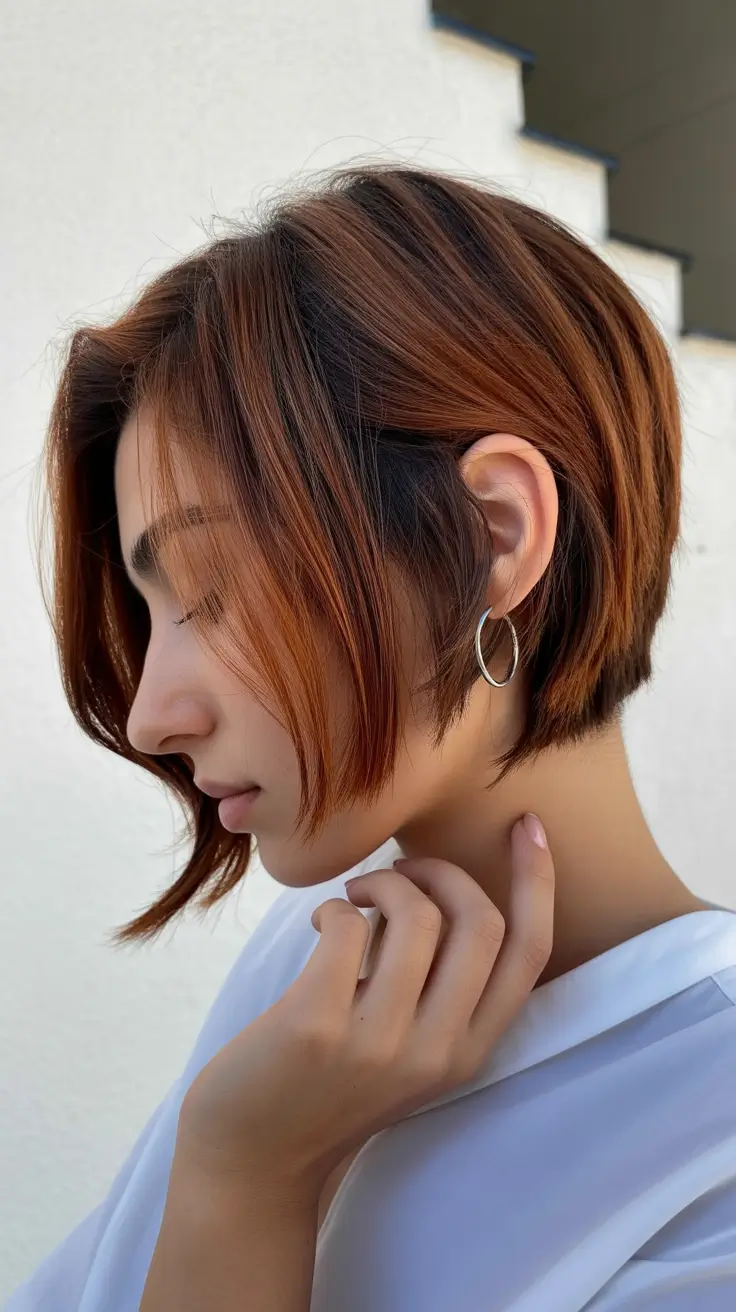 bob haircut with layers Rust-Toned Whisper