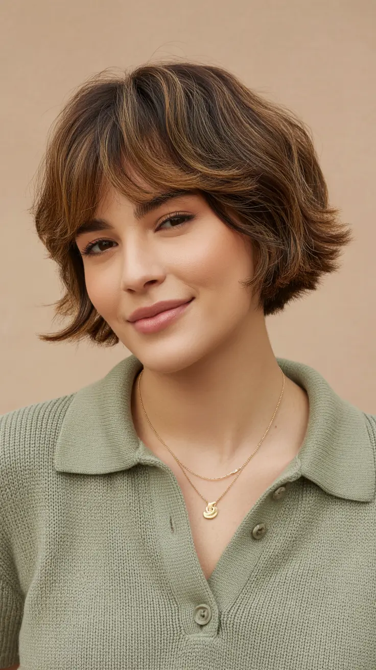 choppy bob haircuts 2026 Layered Bob with Soft Flicks
