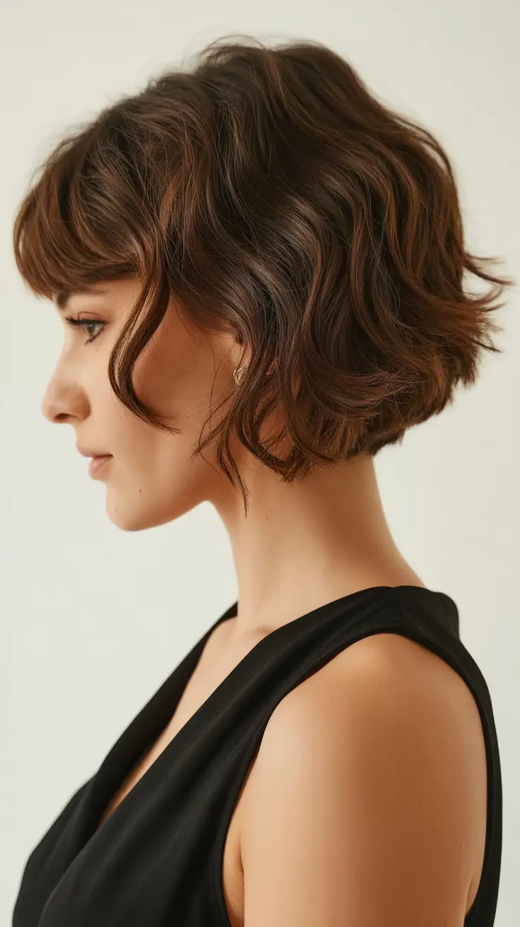 choppy bob haircuts 2026 Soft Wavy Bob with Subtle Bangs
