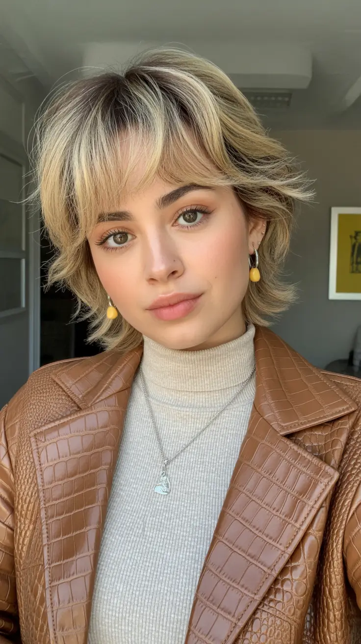 choppy bob haircuts 2026 Choppy Shag Bob with Light Bangs