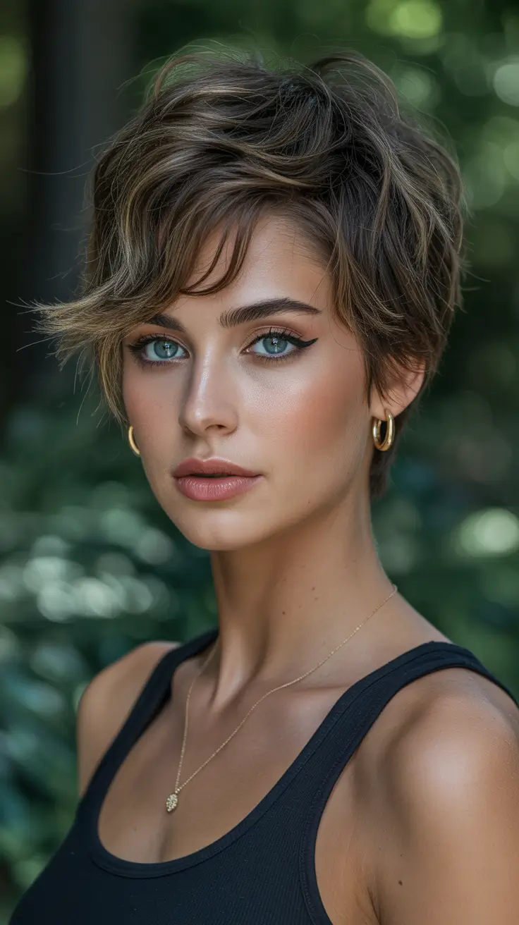 Trendy haircuts 2026 Short Textured Pixie with Side Volume