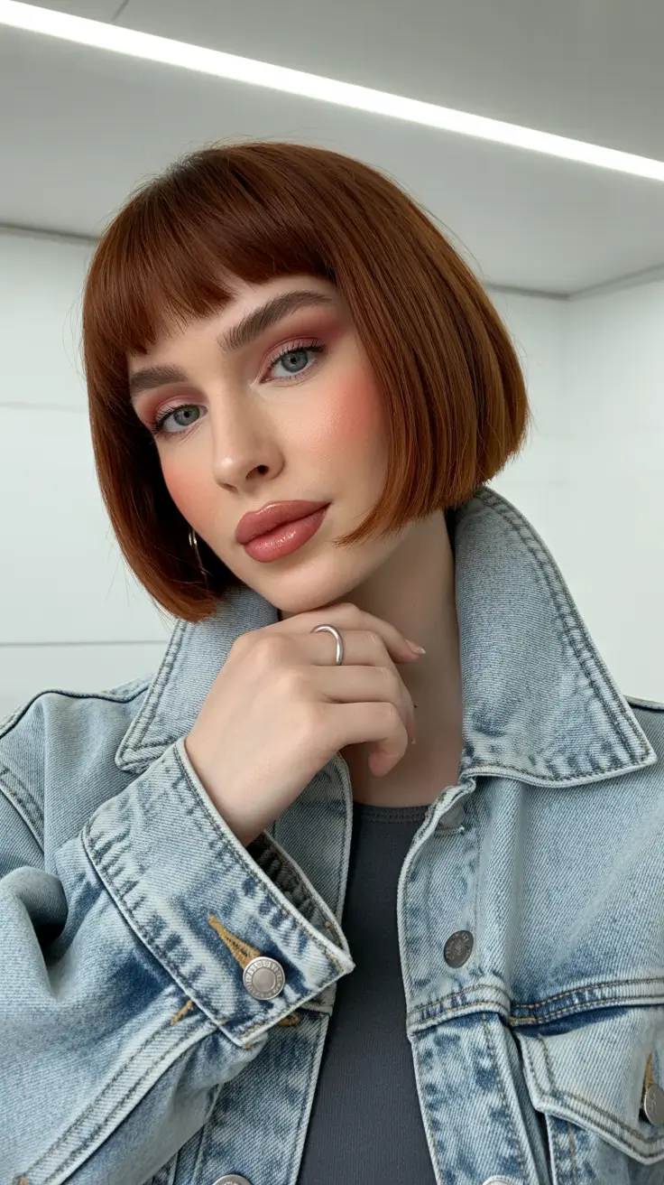 Trendy haircuts 2026 French Bob with Blunt Micro Fringe