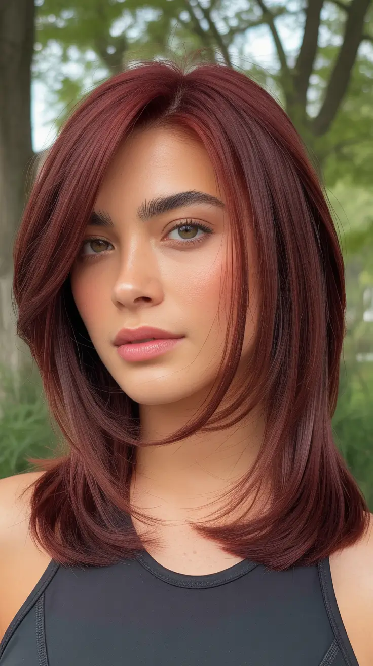 Trendy haircuts 2026 Rich Auburn Layers with Soft Volume