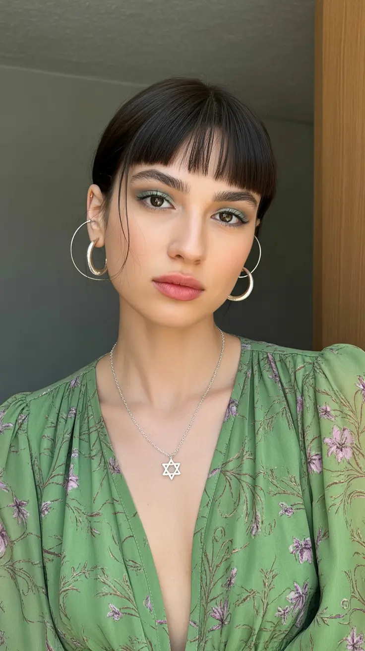 Trendy haircuts 2026 Sleek Long Bob with Micro Bangs