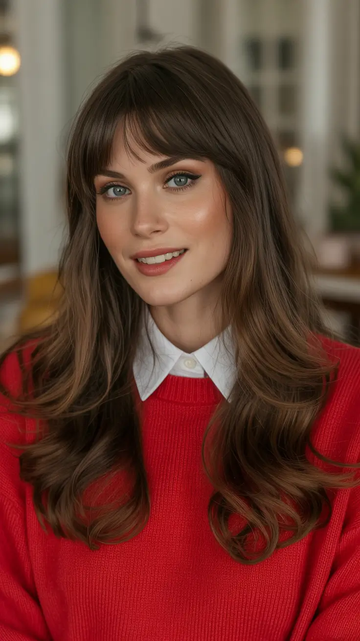 Trendy haircuts 2026 Long Shag with Soft Curtain Fringe