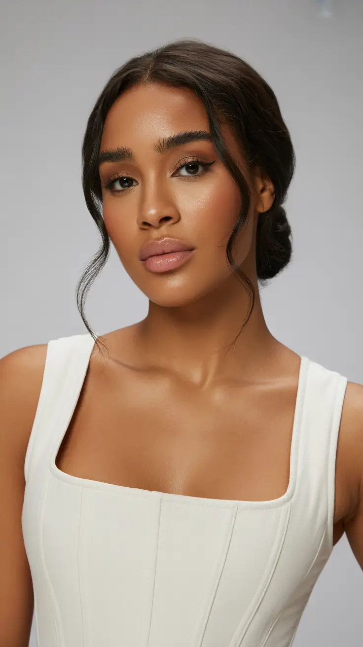 Trendy hairstyles for black women 2026 Elegant Low Bun with Soft Framing Strands