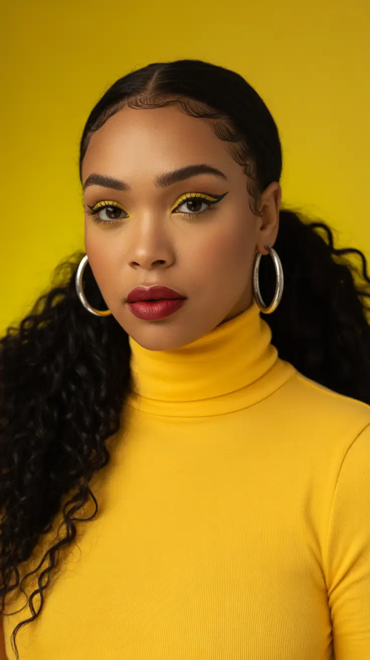 Trendy hairstyles for black women 2026 Bold Curly Pony with Bright, Defined Edges