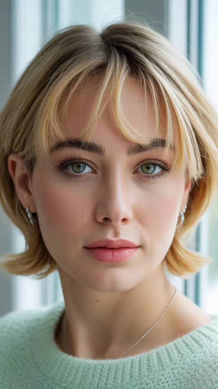 Trendy hairstyles with bangs 2026 Short Blonde with Soft Micro Bangs