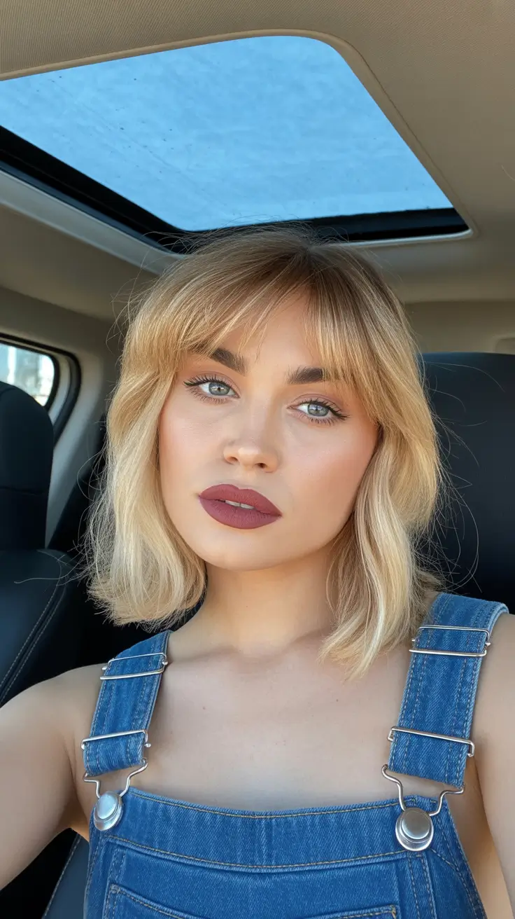 Trendy hairstyles with bangs 2026 Relaxed Short Bob with Natural Fringe