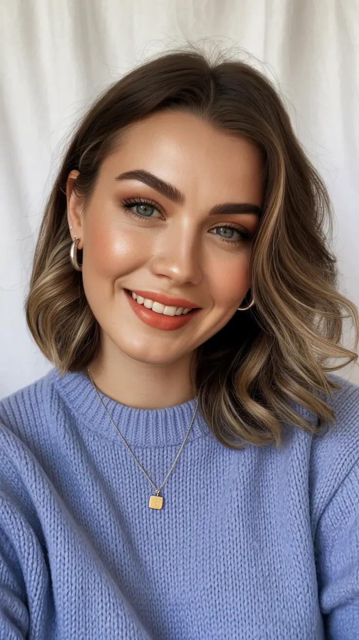 lob haircut layered Soft Golden Lob with a Natural Glow