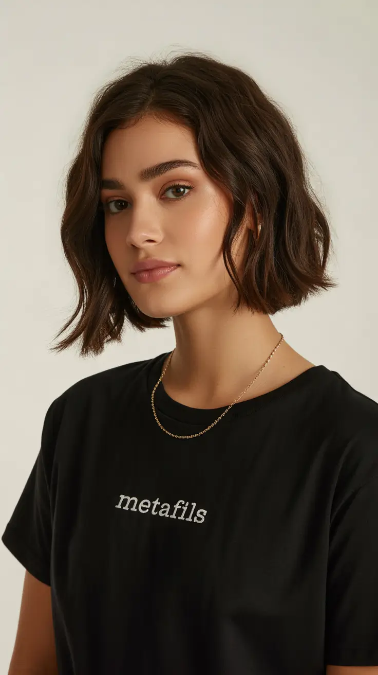 lob haircut thick hair Modern Italian Brunette Bob