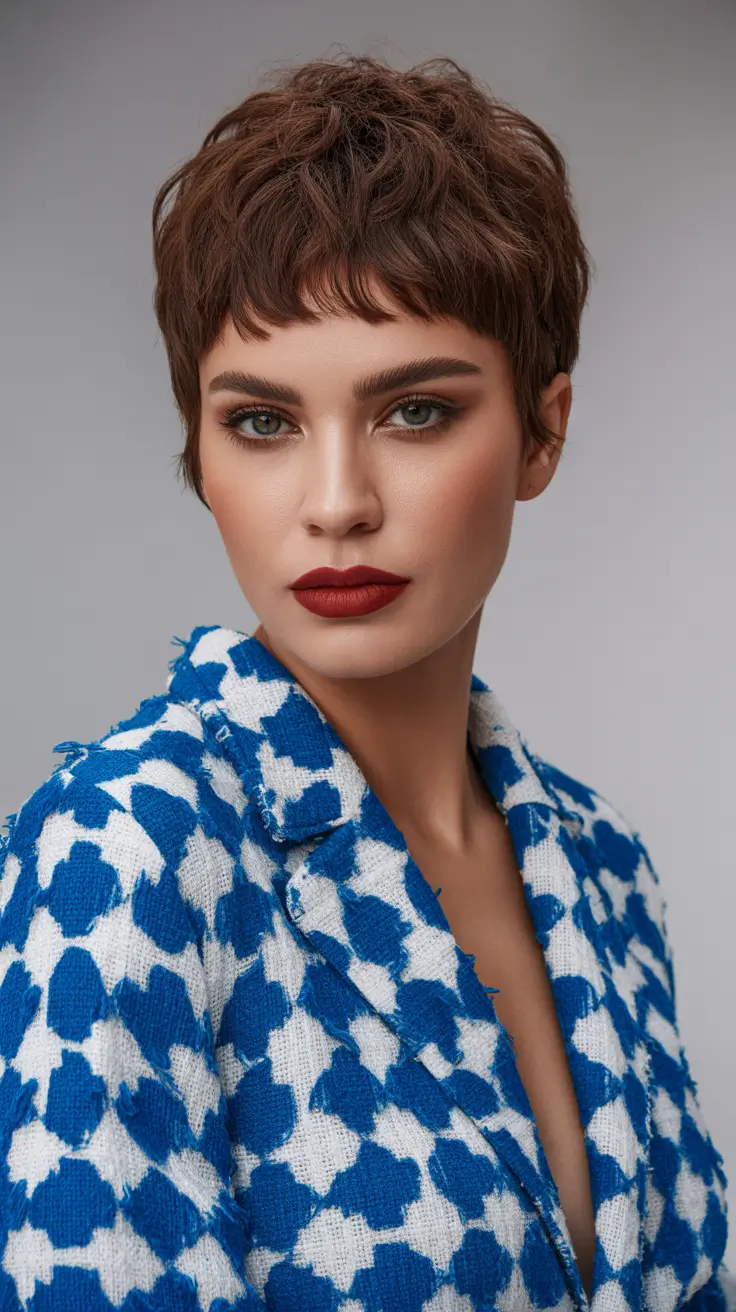 pixie haircuts Textured Pixie with French Bangs