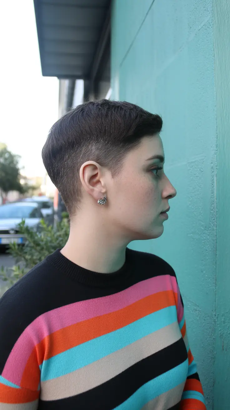 pixie haircut with bangs Striped Sweater Pixie - The Urban Edge