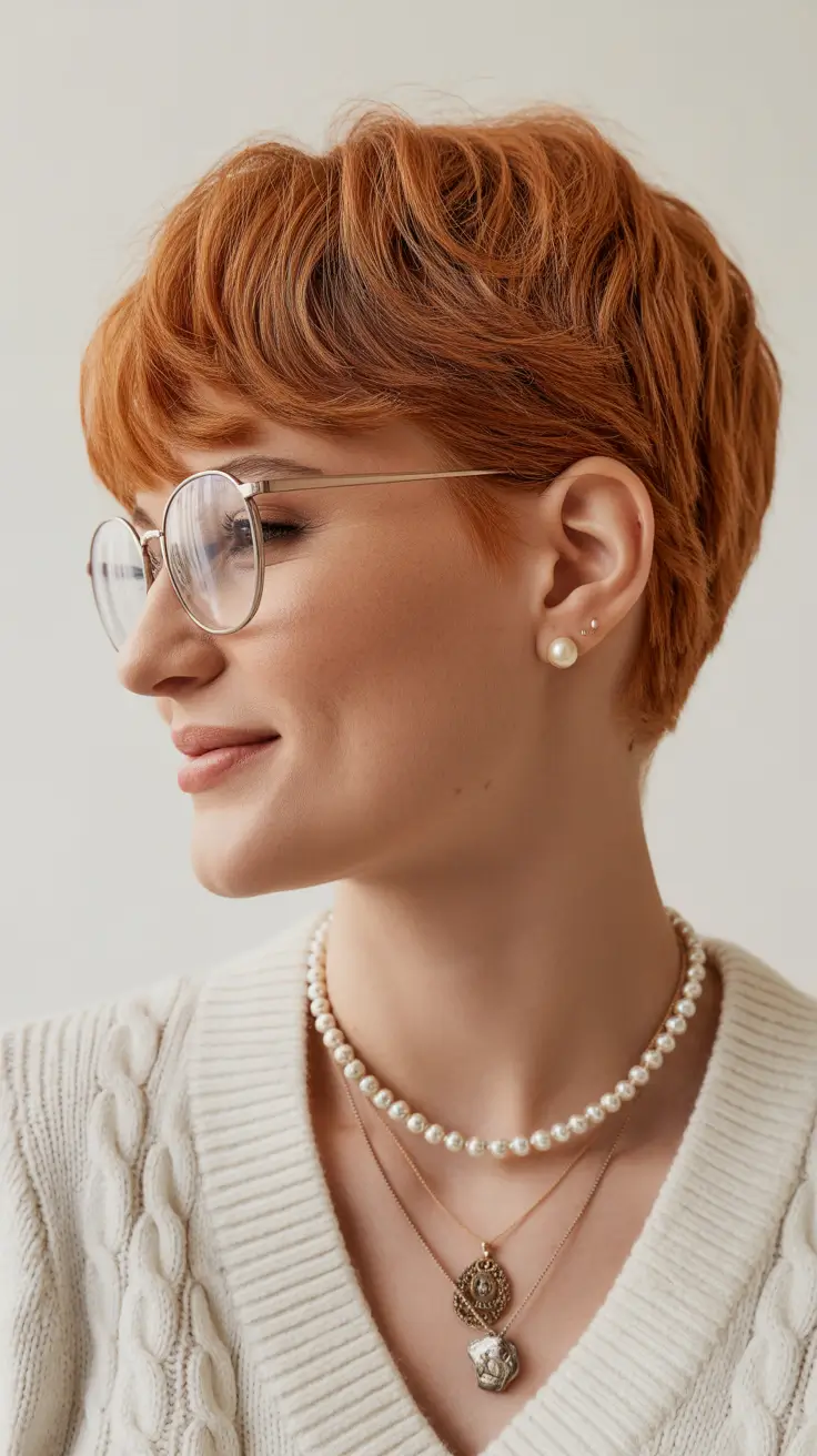 pixie haircut ideas Soft Copper Pixie with Layers