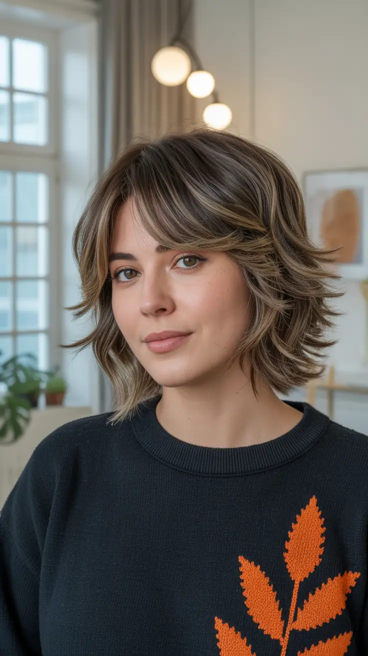 Trendy shag haircut 2026 Medium Chic Shag with Curtain Bangs