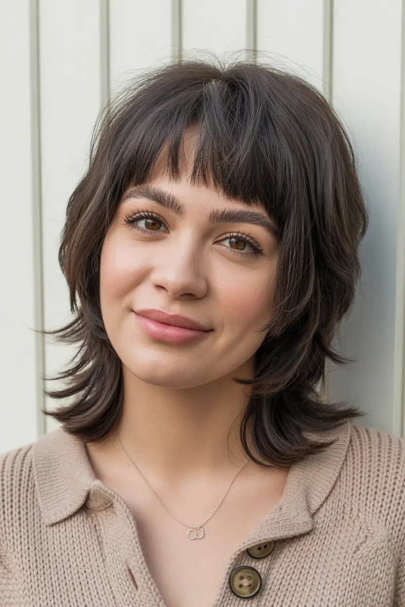 Trendy shag haircut 2026 Classic Medium Shag with Natural Bangs