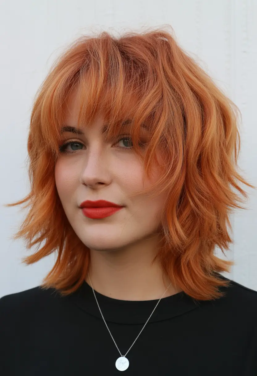 Trendy shag haircut 2026 Fiery Copper Shag with Tousled Layers